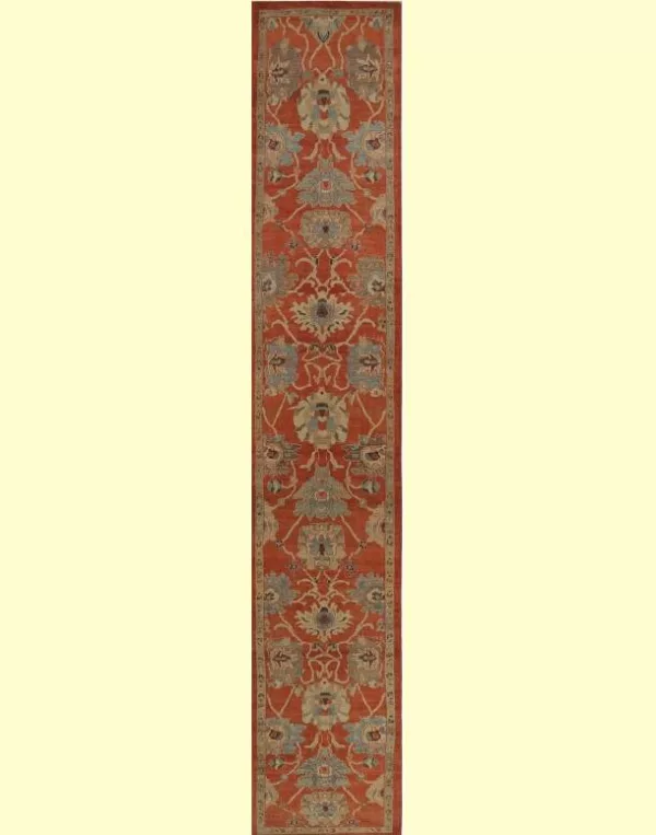 Turkish Sultanabad Oushak Wool Runner 4'02" x 24'06"